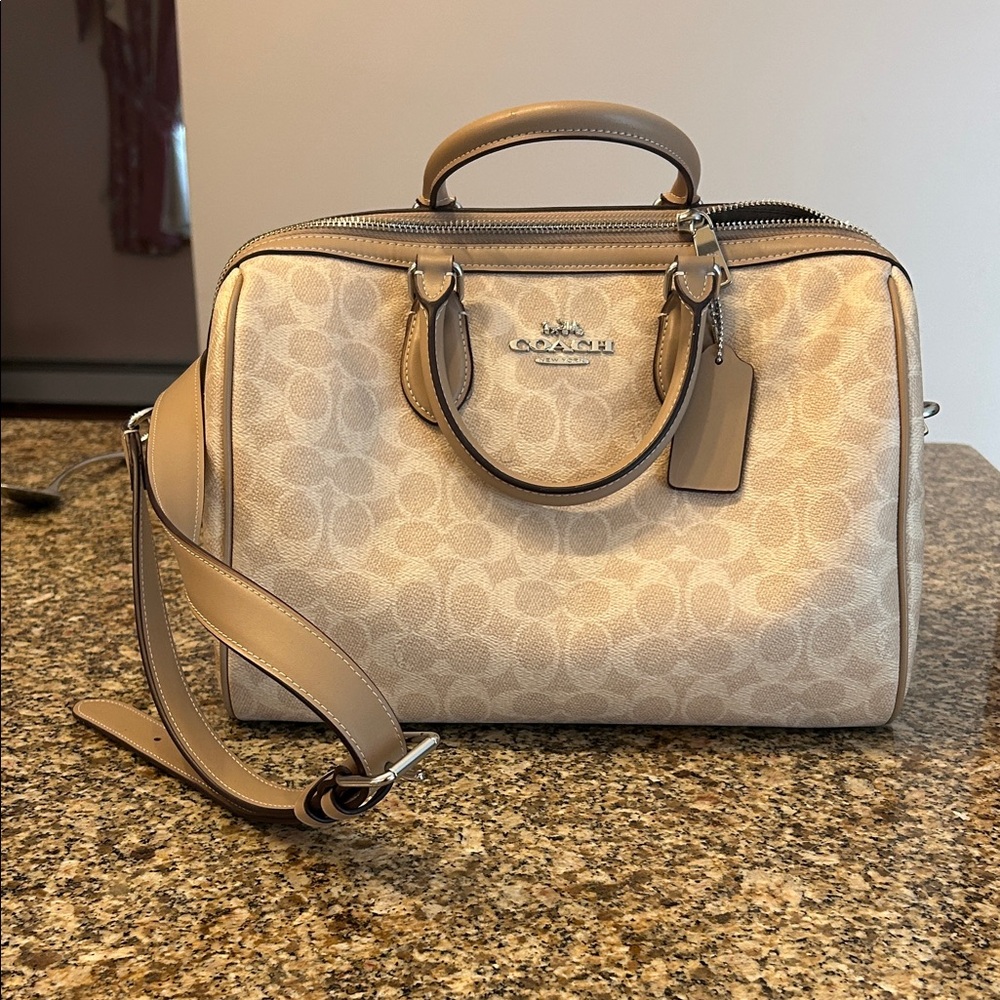 Authentic Coach Light Beige Signature Satchel
